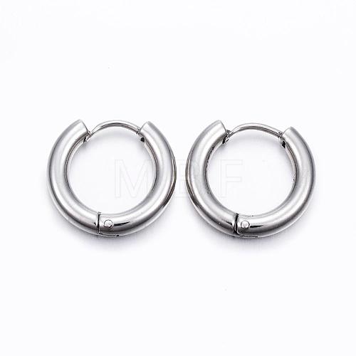 304 Stainless Steel Huggie Hoop Earrings EJEW-F111-16mm-P-1