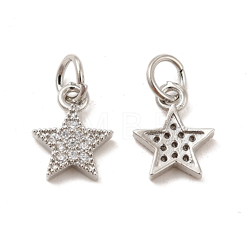 Rack Plating Brass Micro Pave Cubic Zirconia Charms KK-E081-18P-1