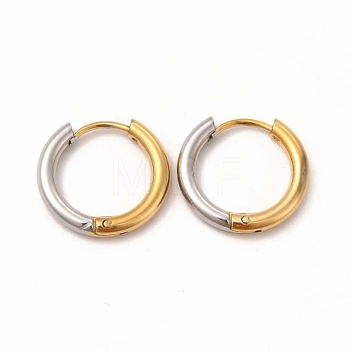 Two Tone 304 Stainless Steel Huggie Hoop Earrings for Women EJEW-C011-07B-1