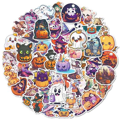 50Pcs Halloween PVC Adhesive Waterproof Stickers PW-WG3F5AA-01-1