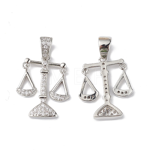 Rack Plating Brass Micro Pave Cubic Zirconia Pendants KK-F848-04P-1