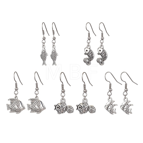 Fish Alloy Dangle Earrings EJEW-JE05535-1