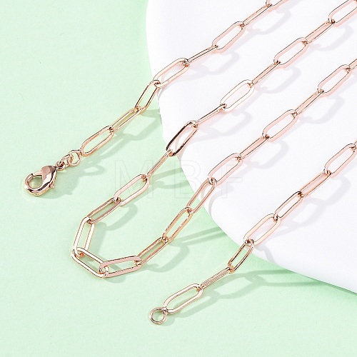 Brass Paperclip Chains Necklaces for Women NJEW-D302-69RG-1