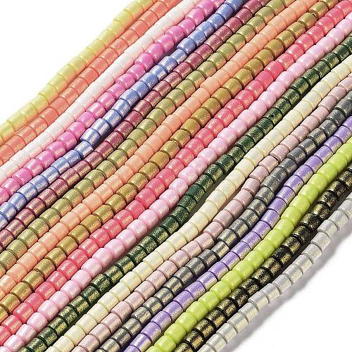 Spray Painted Handmade Polymer Clay Beads Strands CLAY-F004-A-1