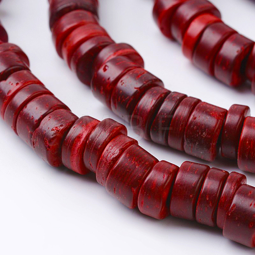Dyed Natural Coconut Disc Bead Strands COCB-O003-07F-1