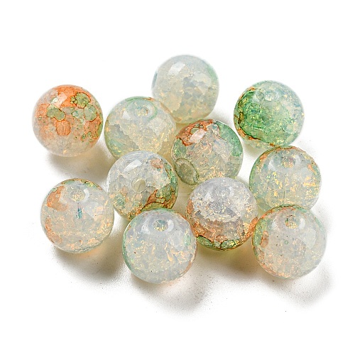 Transparent Spray Painting Crackle Glass Beads GLAA-L046-01A-16-1