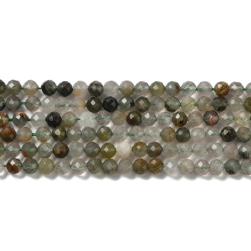 Natural Green Lodolite Quartz Beads Strands G-Z029-02-1
