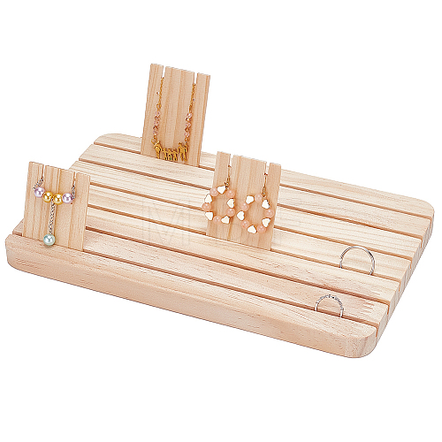 1Pc Rectangle Wooden Finger Ring Organizer Slotted Display Stands ODIS-DR0001-03-1