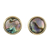 3 Pairs Flat Round Natural Paua Shell Stud Earrings for Women EJEW-JE07126-6