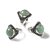 Natural Green Aventurine Adjustable Rings G-P560-03AS-03-4