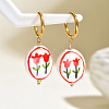 Hand Painted 201 Stainless Steel Hoop Earrings QR6468-4-1