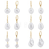 ANATTASOUL 6 Pair 6 Style Natural Pearl Dangle Leverback Earrings EJEW-AN0003-56-1