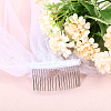 Glittered Long Mesh Tulle Bridal Veils with Combs OHAR-WH0025-14-3
