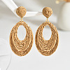 Oval Raffia Dangle Stud Earrings FS-WG8712C-05-1