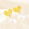 Valentine's Day Brass Clear Cubic Zirconia Dangle Stud Earrings EJEW-Z164-07G-04-3