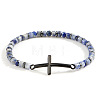 Natural Blue Spot Jasper Cross Bracelet for Men UK5229-1-1