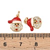 Christmas Brass Micro Pave Cubic Zirconia Enamel Charms KK-L255-19G-05-3