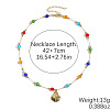 Ocean Alloy Shell Shape Pendant Iron Glass Beaded Chain Necklaces for Women WGB00FB-02-2