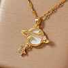 Stylish and Simple Brass Clear Cubic Zirconia Star Moon Planet Pendant Necklaces for Daily Wear OT4703-1-1