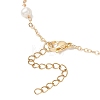 Natural Lepidolite Star & Natural Freshwater Pearl & Brass Link Chain Necklaces NJEW-JN05687-03-4