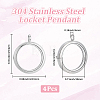 4Pcs Stainless Steel Locket Pendants STAS-BBC0010-31A-2