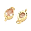Brass Pave Cubic Zirconia Teardrop Connector Charms KK-P348-09G-04-2