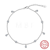 925 Sterling Silver Cable Chain Anklet AJEW-Z029-08P-1