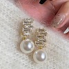 Round Alloy Crystal Rhinestone Dangle Stud Earrings FS-WGBAD05-01-4