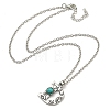 Letter A~Z Antique Silver Plated Alloy with Synthetic Turquoise Pendant Necklaces NJEW-G080-01D-3