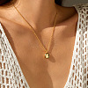Brass Micro Pave Clear Cubic Zirconia Geometric Pendant Cable Chain Necklaces for Women WG4F4F3-03-2