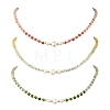 Gradient Color Gemstone & Natural Cultured Freshwater Pearl Beaded Necklaces NJEW-JN06316-2