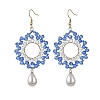 Brass Glass Beads Dangle Earrings EJEW-MZ00764-01-2