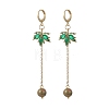 Maple Leaf Brass Micro Pave Cubic Zirconia Leverback Earrings EJEW-JE06917-5