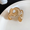 Iron Textured Flower Wide Open Cuff Bangles for Women WG3AE9E-01-1