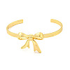 Bowknot Rack Plating Brass Open Cuff Bangles for Women BJEW-P322-06D-G-2