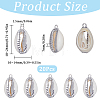 20Pcs Electroplated Natural Cowrie Shell Pendants SHEL-SC0001-30-2