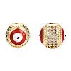 Brass Micro Pave Cubic Zirconia Beads KK-N227-88D-3