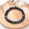 Natural Sodalite Round Beaded Stretch Bracelets BJEW-F203-05-1