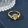 Brass Pave Cubic Zirconia Cuff Open Rings RJEW-H268-02G-2