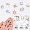 12Pcs 6 Style Rack Plating Brass Micro Pave Cubic Zirconia Charms ZIRC-FH0001-18-5