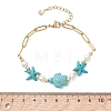 Synthetic Turquoise & Shell Pearl Beaded Link Bracelets BJEW-JB13807-5