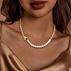 Brass Pave Clear Cubic Zirconia Tennis Necklaces WGA050F-01-3