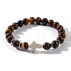 Natural Tiger Eye Beaded Stretch Bracelets QL8624-6-1