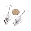 Acrylic Bear & Lampwork Heart Dangle Earrings EJEW-JE05416-02-2