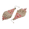 Boho Seed Bead Rhombus Tassel Earrings EJEW-Z072-02A-3