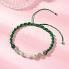 Natural White Moonstone & West African Jade & Green Aventurine & Dyed Persian Jade Round Beads Braided Bead Bracelets for Women BJEW-JB12917-05-2