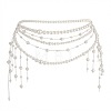 Summer Beach Alloy Imitation Pearl Tassel Waist Beads for Bikini WG13900-01-3