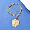 304 Stainless Steel Enamel Heart Pendant Wheat Chain Necklaces NJEW-P430-04A-G-3