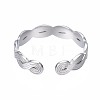 304 Stainless Steel Twist Wrap Open Cuff Ring for Women RJEW-T023-07P-2