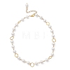 Round Shell Pearl with Brass Link Chain Necklaces for Women NJEW-JN05631-4